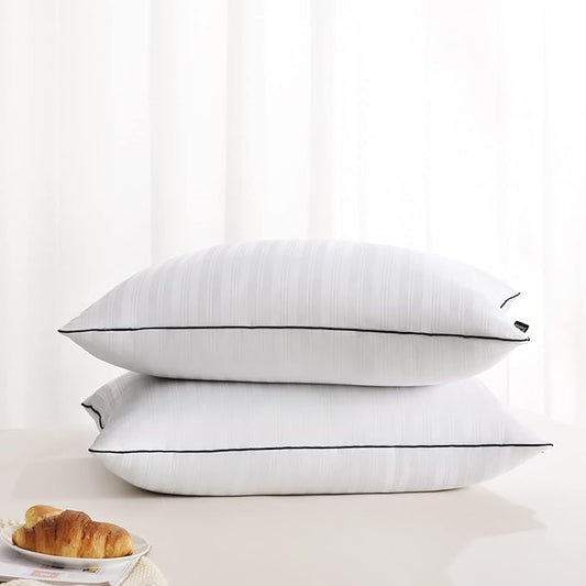 downluxe Bed Pillows Standard Size Set of 2 - Hotel Collection Soft Down Alternative Pillows for Sleeping, Perfect for Side, Back and Stomach Sleepers, 20 X 26