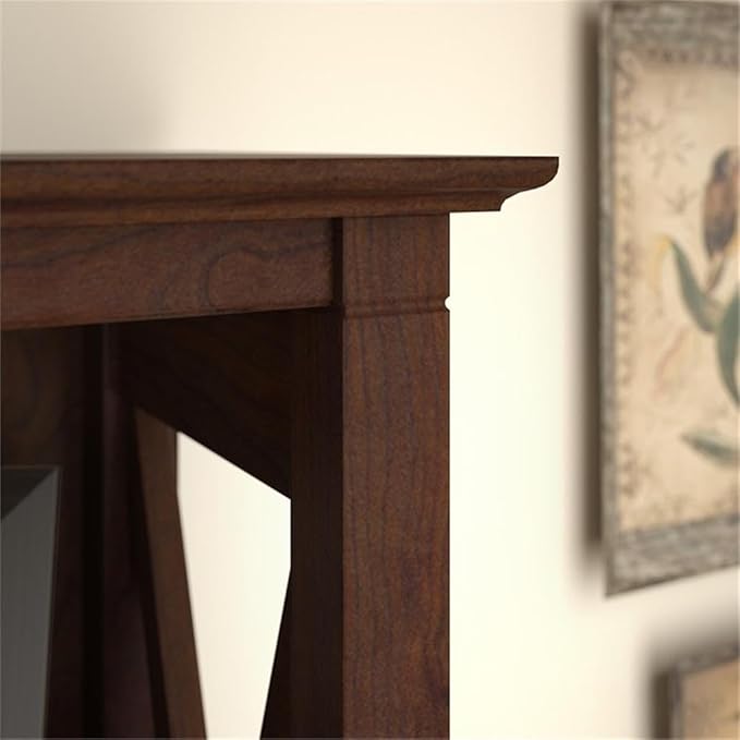 Bush Home Key West 5 Shelf Bookcase - Set of 2 | Tall Bookshelves in Bing Cherry | Sturdy Display Shelves for Library, Living Room, and Home Office