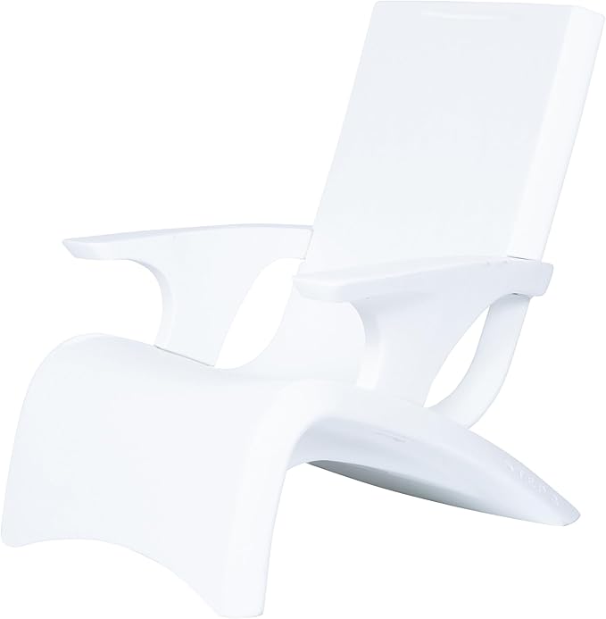 Step2 Vero Adirondack Chair, Stylish Poolside Lounger, Fade-Resistant, Waterproof Patio Furniture for Sun Shelf, Use in Pools up to 9-Inches of Water, Weighted, White