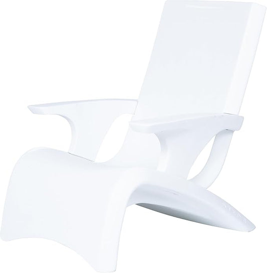 Step2 Vero Adirondack Chair, Stylish Poolside Lounger, Fade-Resistant, Waterproof Patio Furniture for Sun Shelf, Use in Pools up to 9-Inches of Water, Weighted, White