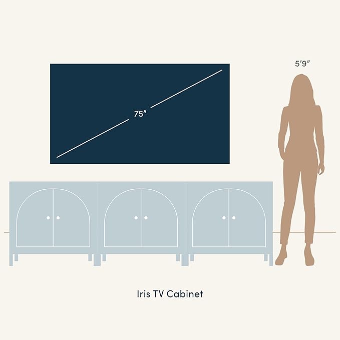 Nathan James Iris Mid-Century Modern Wood Accent Cabinet Sideboard Credenza TV Stand with Arched Cabinet Doors and Adjustable Shelves for Kitchen or Living Room, Set of 3