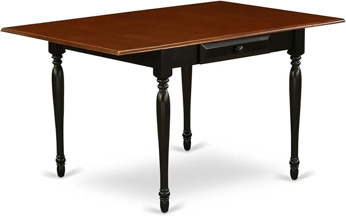 East West Furniture MZT-BCH-T Monza Mid-Century Modern Dining Table - a Rectangle Dining Table Top with Dropleaf & Stylish Legs, 36x54 Inch, Black & Cherry