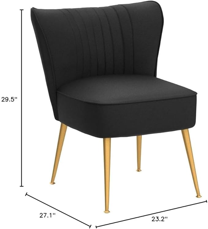 Modern Velvet Accent Chair for Living Room, Bedroom, or Entryway, Stylish and Comfortable Armless Design with Metal Legs, Black