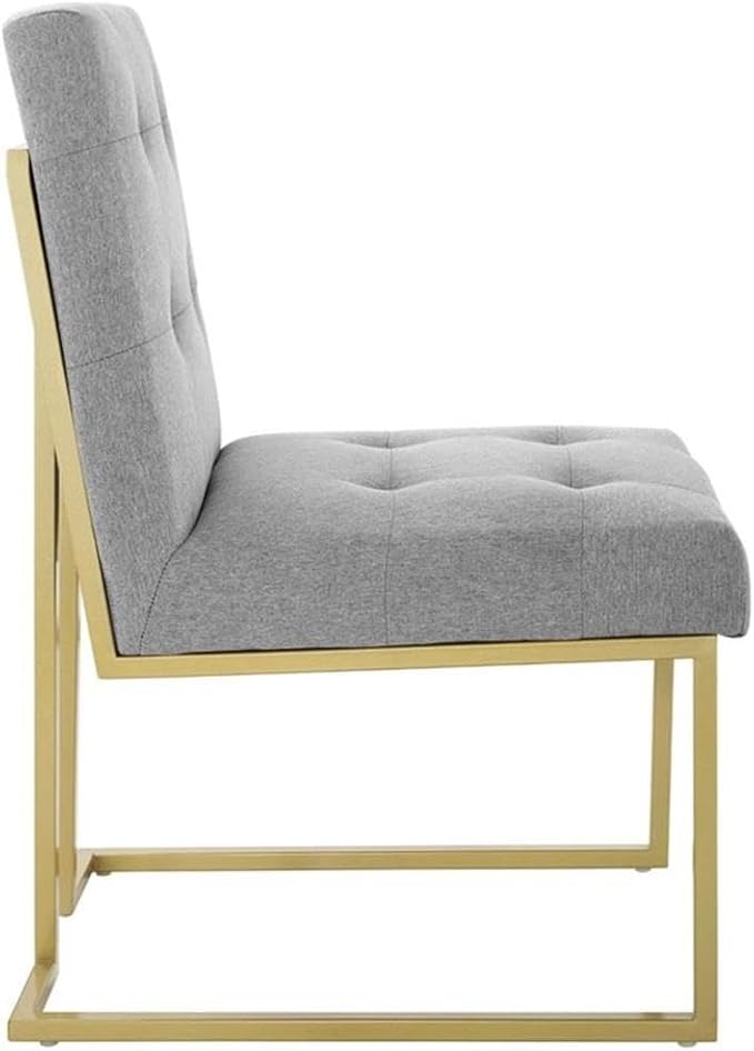 Modway Privy Upholstered Gold Stainless Steel Dining Chair in Gold Light Gray
