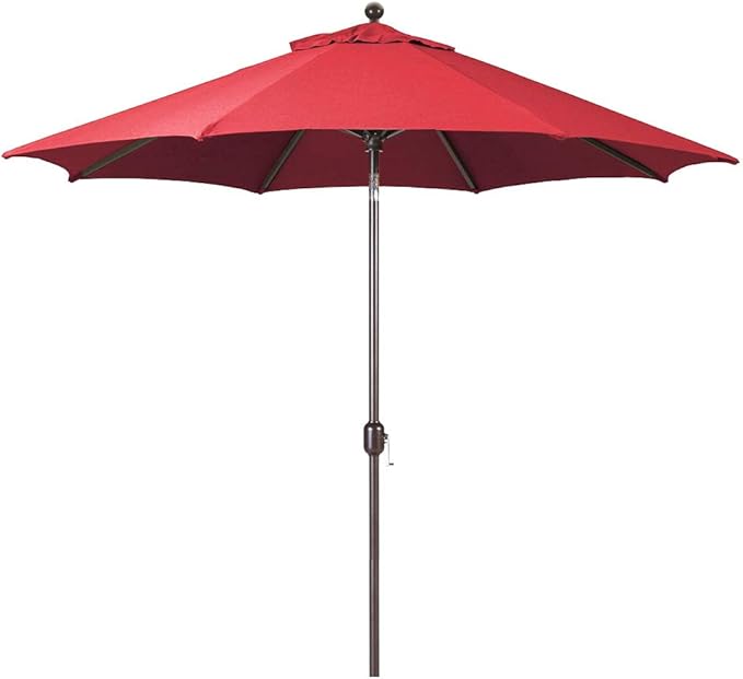 Galtech Deluxe Auto Tilt Market Umbrella, 11ft - Outdoor Patio, Deck, Pool, Backyard Stand Alone Umbrella - Octagon, Heavy Duty w/Bronze Frame & Sunbrella Fabric (Jockey Red)