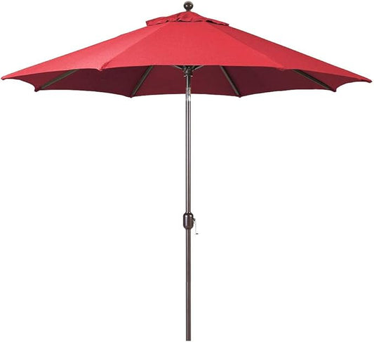 Galtech Deluxe Auto Tilt Market Umbrella, 11ft - Outdoor Patio, Deck, Pool, Backyard Stand Alone Umbrella - Octagon, Heavy Duty w/Bronze Frame & Sunbrella Fabric (Jockey Red)