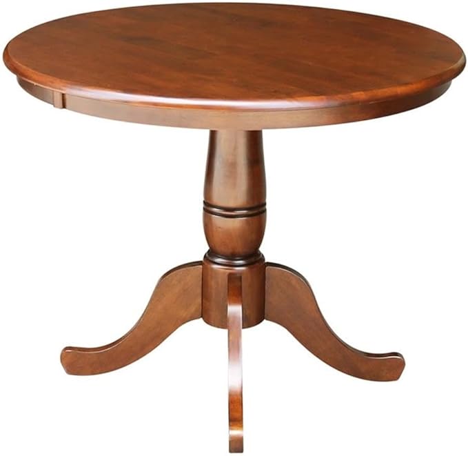 International Concepts 36" Solid Wood Round Top Dining Table in Espresso