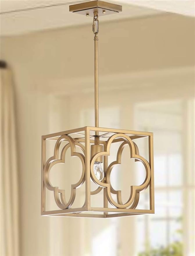 SAFAVIEH PND4017A Collection Rabia Trellis Pendant Light, Gold