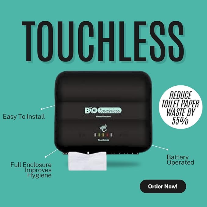 Touchless Wall-Mounted Toilet Paper Dispenser for Bath Tissue | Smart Sensor Toilet Paper Holder Compatible with Two-Ply Toilet Tissue | Home, Industrial & Commercial Restrooms