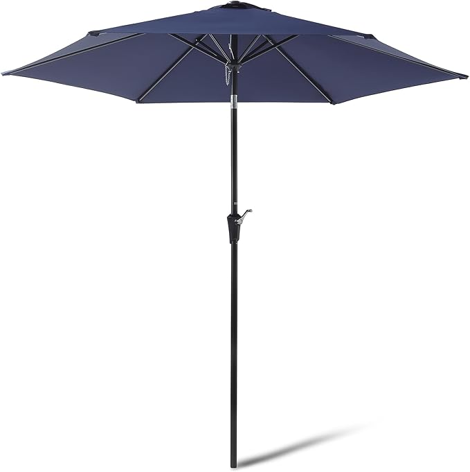 Amazon Basics Patio Umbrella with Crank Lift and Push Button Tilt, 10 Foot, Navy
