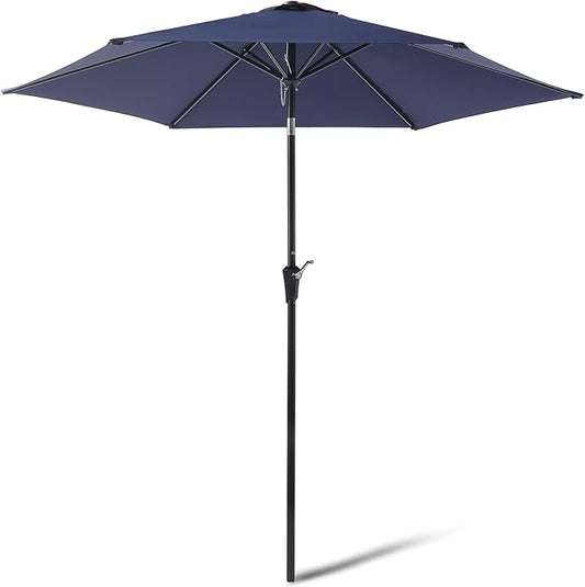 Amazon Basics Patio Umbrella with Crank Lift and Push Button Tilt, 10 Foot, Navy