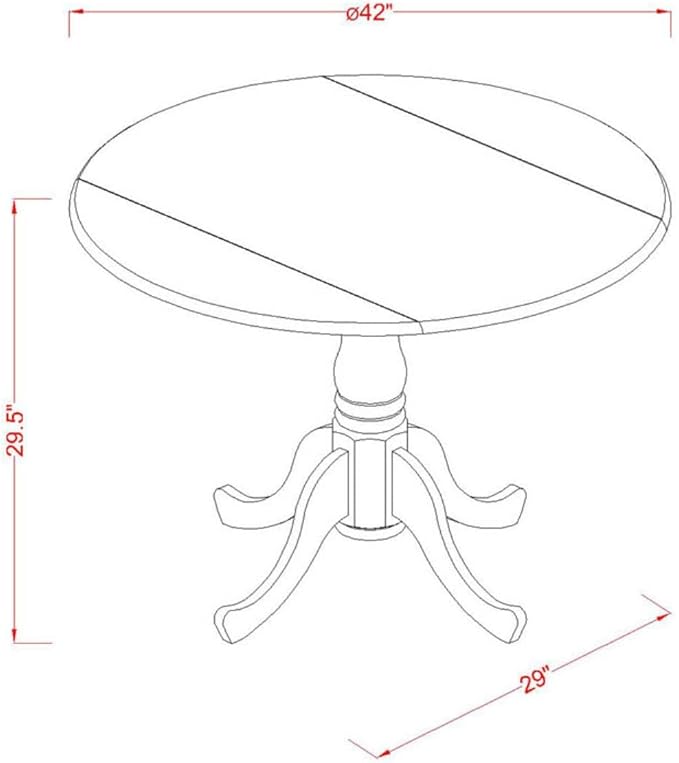 East West Furniture DLKE5-BCH-LC 5 Piece Dining Table Set for 4 Includes a Round Kitchen Table with Dropleaf and 4 Faux Leather Upholstered Dinette Chairs, 42x42 Inch, Black & Cherry