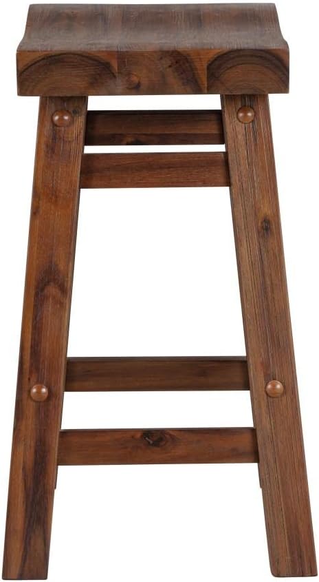 Boraam Sonoma Backless Saddle Dining Height Stool - Chestnut Wire-Brush - Set of 2