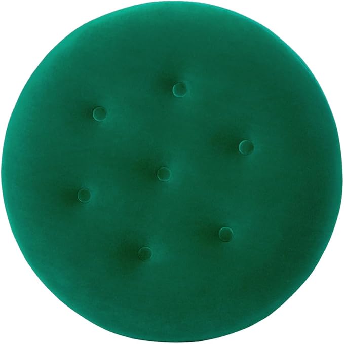 Jennifer Taylor Home Yolanda 24" Round Upholstered Accent Ottoman, Ultramarine Green