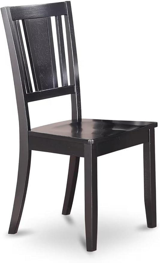 East West Furniture DUC-BLK-W Dudley Dining Room Chairs - Slat Back Solid Wood Seat Chairs, Set of 2, Black