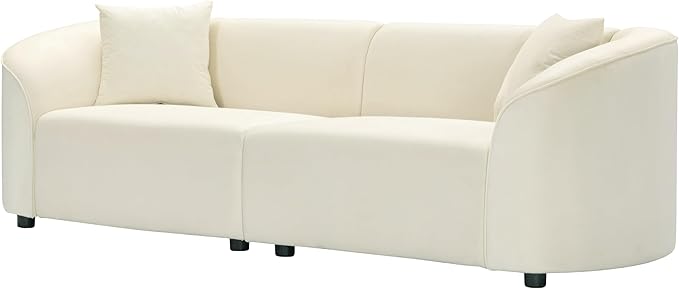 Merax 87" Large Couch, Comfy Upholstered Loveseat with Extra Deep Seats, Velvet Sofa for Living Room Apartment Office, Beige