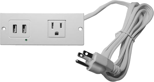 Leick Home Replacement Power Strip, USB-C Charging, for Use with Nightstands, White, 931626