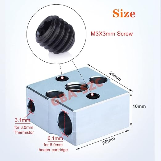 Ender 3 Neo/CR-6 SE Heater Block,Fine Processing with Silicone Socks,for CR-6 SE/CR-6 MAX/CR-5 Pro/CR10 Smart/Ender 3 Neo/V2 Neo/Max Neo Cartridge Sensor Heater Block.(2PCS Aluminum)