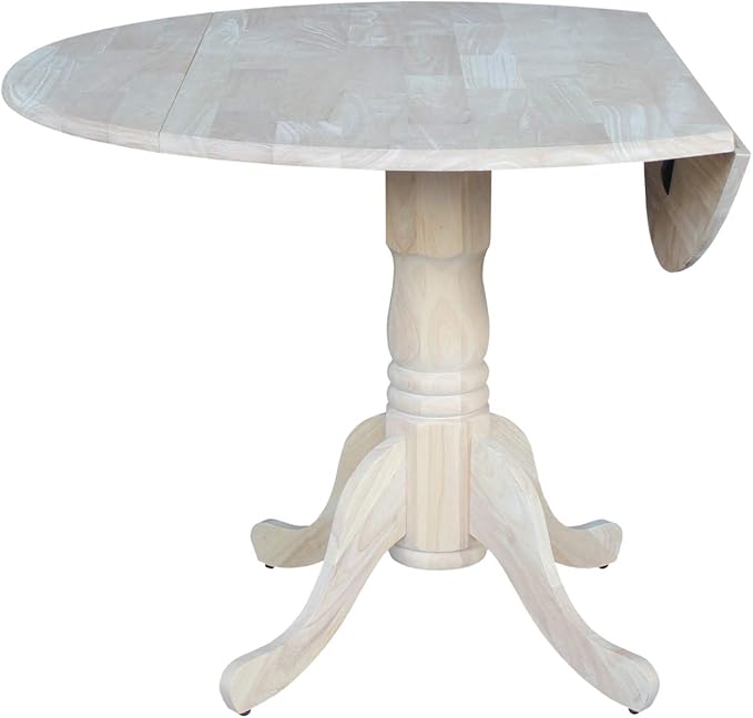 International Concepts 42" Dual Drop Leaf 2 San Remo Chairs Dining Table, Unfinished