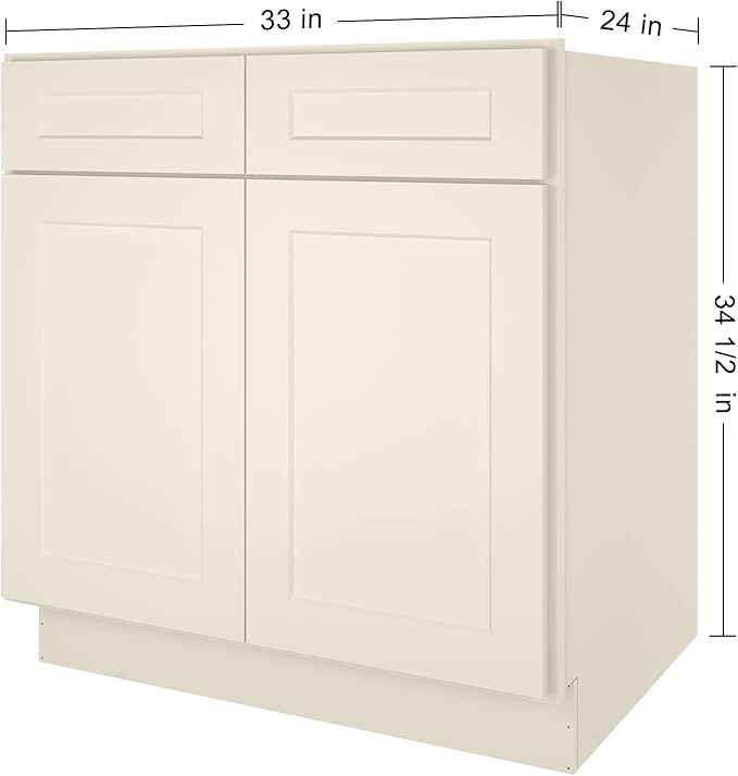LOVMOR Kitchen Sink Base Cabinet, Unassembled Cabinet, Single Sink Storage Unit, Large Capacity, 24" D*33" W*34-1/2"H
