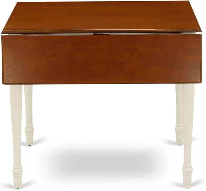 East West Furniture MZT-WHI-T Monza Modern Kitchen Table - a Rectangle Dining Table Top with Dropleaf & Stylish Legs, 36x54 Inch, Buttermilk & Cherry