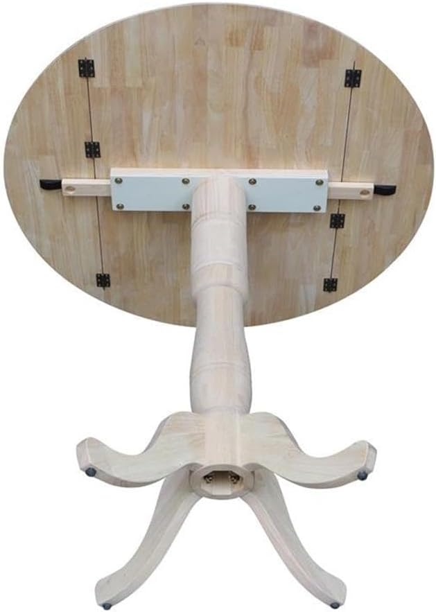 IC INTERNATIONAL CONCEPTS 42" Round Solid Wood Dual Drop Leaf Pedestal Table - Unfinished