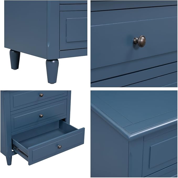 Nightstands with 3 Drawers for Bedroom, Modern Wood Bedside End Table
