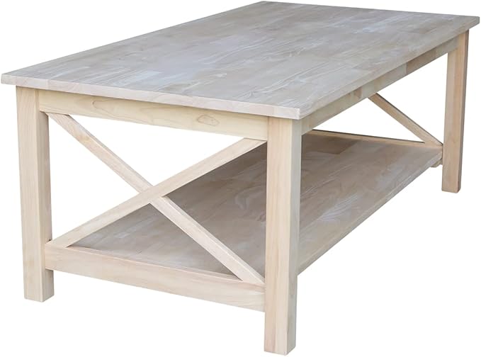 Hampton Solid Wood Coffee Table, Unfinished