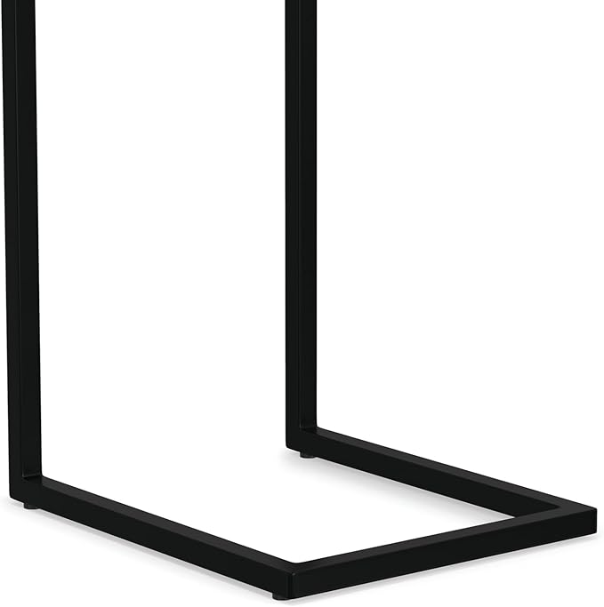 SIMPLIHOME Skyler C-Side Table - 16 inch Wide Solid Mango Wood and Metal Slide-Under Table in Walnut Brown, Industrial Accent Table or End Table for Living Room with Open Frame Design, Assembled