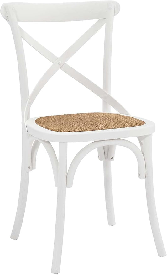 Modway Gear Rustic Modern Farmhouse Elm Wood Rattan Dining Chair in White