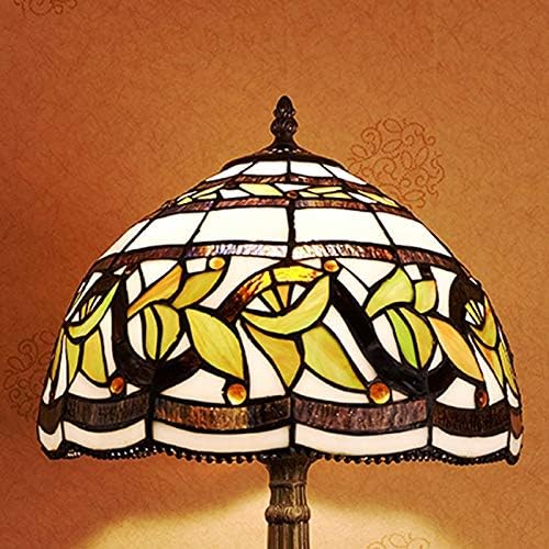 MIAOKE Stained Glass Table Lamp,Stained Glass Crystal Bead Style Table Light, Handmade Desk Bedside Night Light, Antique Art Craft Gifts Lover Living Room Bedroom Bookcase (Lace Baroque)