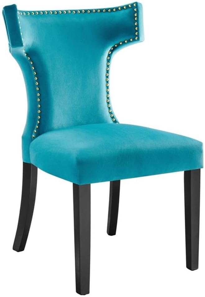 Modway EEI-5008-BLU Curve Performance Velvet Dining Chairs - Set of 2, Blue
