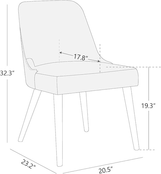 CHITA Mid-Century Modern Dining Chair, Upholstered Fabric Accent Chairs, Set of 2,Performance Fabric in Linen