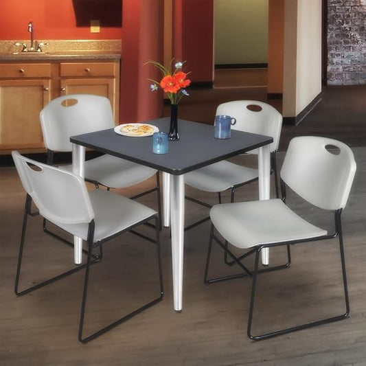 Regency Kahlo 42 in. Square Breakroom Table- Grey Top, Chrome Tapered Legs