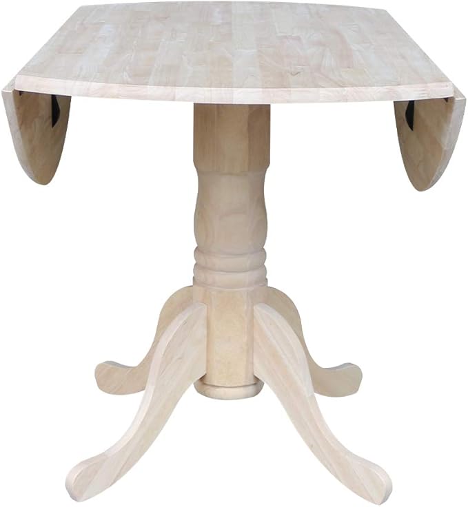 International Concepts 42" Dual Drop Leaf 2 San Remo Chairs Dining Table, Unfinished