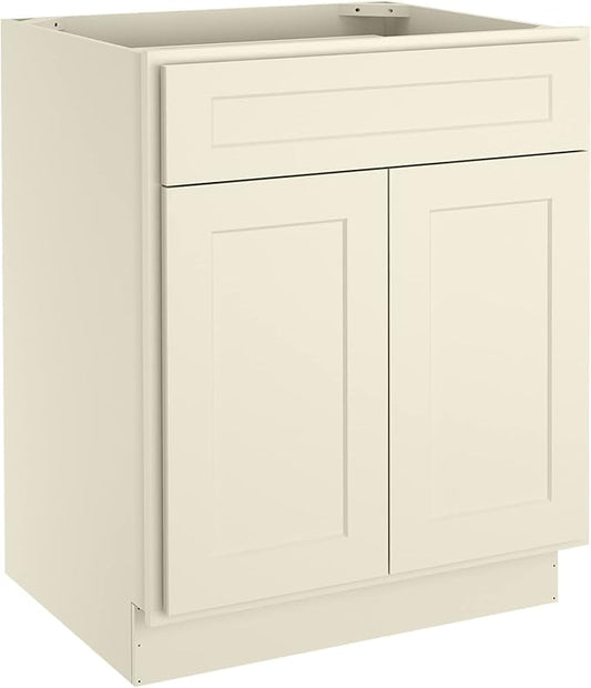 LOVMOR Kitchen Base Cabinets, Sideboard Storage Cabinet, Entryway Cabinet with 1-Drawer & Adjustable Shelf, 27" W X 24" D X 34-1/2"H