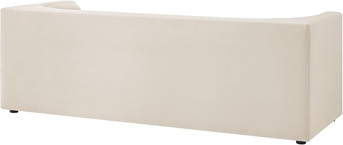 Modway Hilda 86 Inch Modern Curved Back Performance Velvet Sofa in Alabaster – Plush Upholstered 3-Seat Couch for Living Room, Apartment, Office