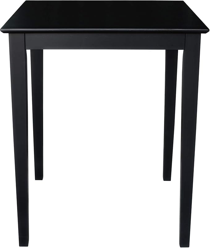 Solid Wood Top Dining Table, 36 Inch High, Black