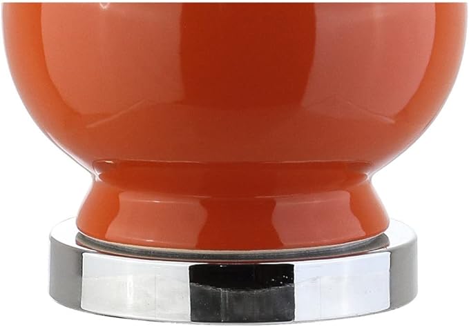 JONATHAN Y 27.5" Coral Modern Ceramic Gourd Table Lamp for Living Room, Large Bedside Nightstand Lamp for Bedroom, White Linen Drum Shade, LED Bulb Included JYL4023A
