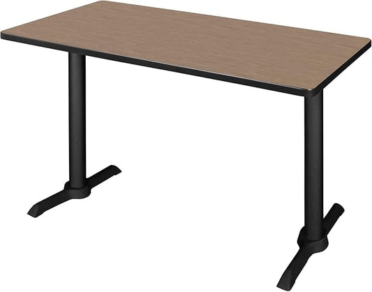 Regency Cain 42 x 24 in. Training Seminar Table – Durable T-Base Training Desk with Laminate Top, Scratch & Stain Resistant Surface, Rounded Corners (Noble Oak, Black Base)