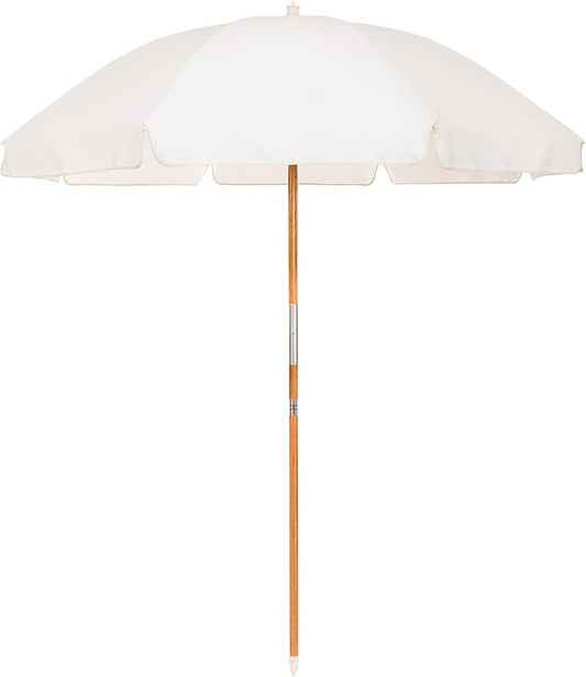 Business & Pleasure Co. Rio Umbrella Scalloped Brim For Beach, Patio or Picnic - 6' Boho Beach Umbrella, 7' Tall Wood Pole, UPF 50+