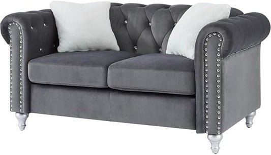 Glory Furniture Raisa Velvet Loveseat in Gray