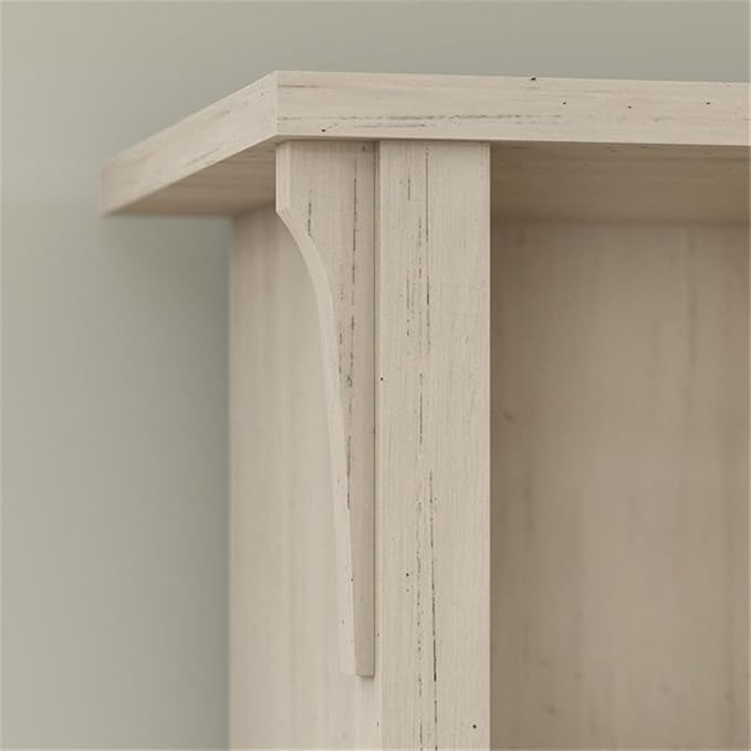Bush Home Salinas Tall 5 Shelf Bookcase - Set of 2 in Antique White, Vertical Office Storage, Bookshelves for Home Workspace, Multi-Purpose Shelving Units