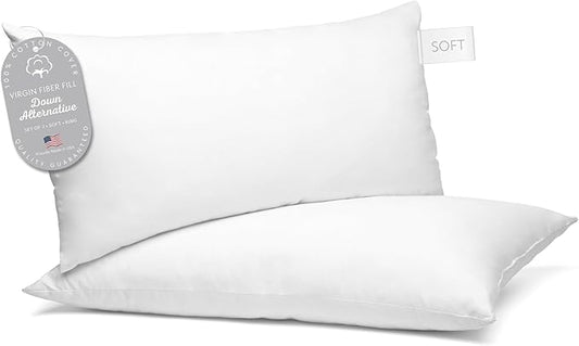 Digital Decor 100% Cotton Luxury Hotel Pillows King Size Set of 2, Cooling Down Alternative Bed Pillows for Sleeping, Hypoallergenic Soft Supportive Pillows for Side & Back, Made in USA, 36" x 20"