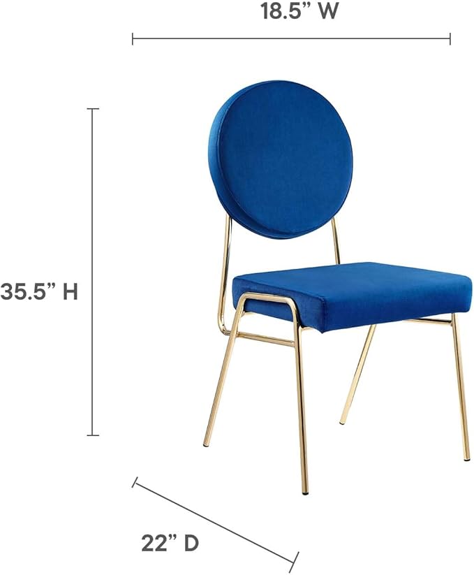 Modway Craft Performance Velvet Upholstered Side Dining Chair in Gold Navy