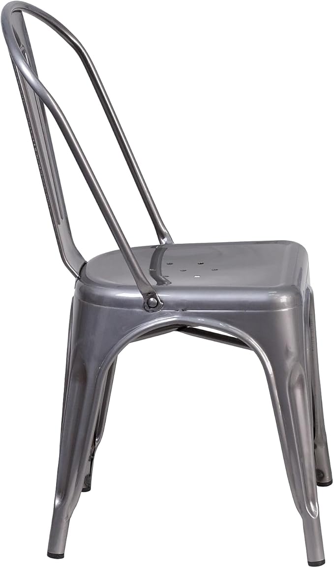 Flash Furniture Lincoln 4 Pack Clear Coated Metal Indoor Stackable Chair