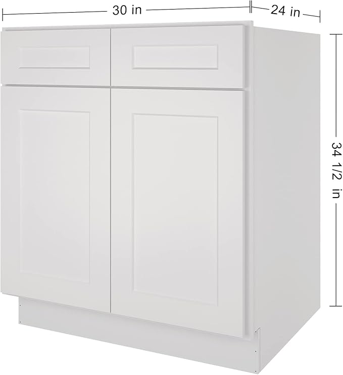 LOVMOR Kitchen Sink Base Cabinet, Unassembled Cabinet, Single Sink Storage Unit, Large Capacity, 24" D*30" W*34-1/2"H (Light Gray)