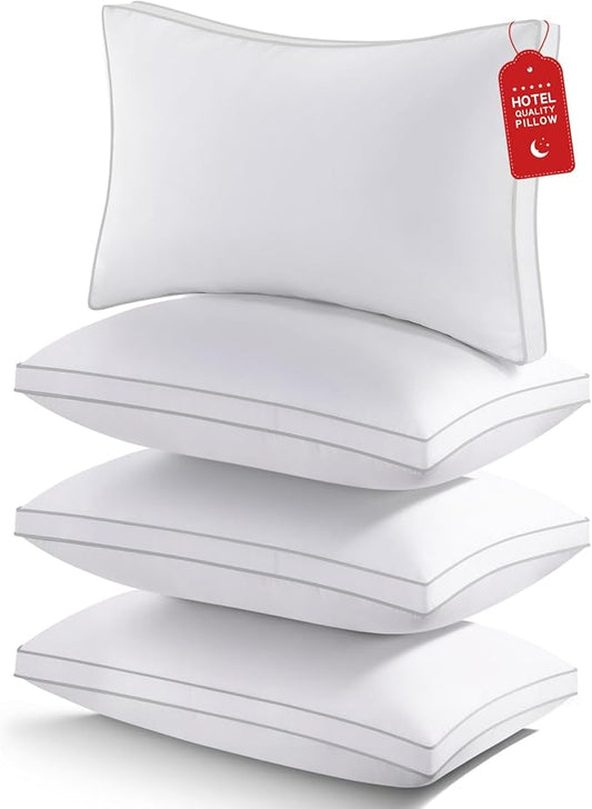 ROUMEA Pillows King Size Set of 4,Luxury Hotel Quality, Supportive with Soft Down Alternative for Back Stomach Sleepers in Bedroom, Machine Washable