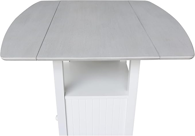 IC INTERNATIONAL CONCEPTS Dual Drop Leaf White Wood Bistro Table Counter Height with Storage