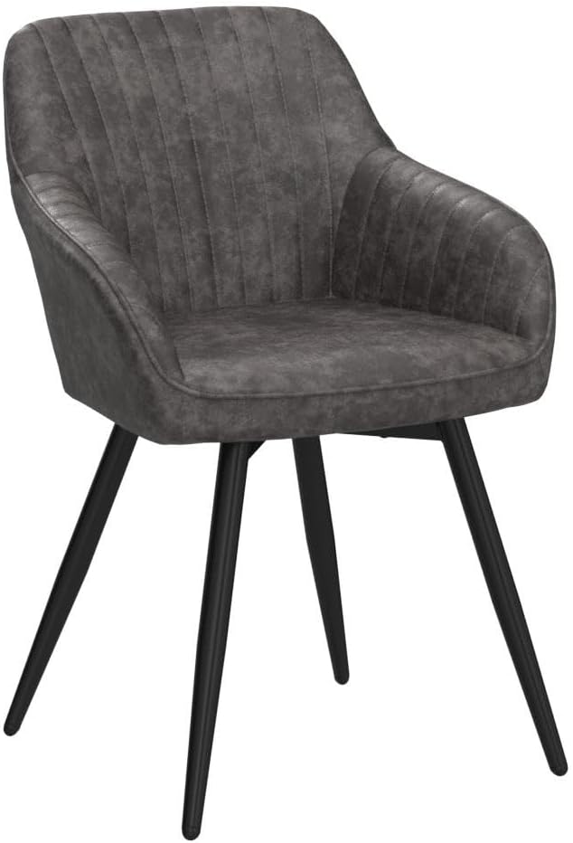 annjoe Faux Leather Accent Chair Arm Chairs Living Room Chairs Leisures Chair Upholstered Chair with Metal Legs Set of 2 for Home Kitchen Office Bistro Cafe, Gray